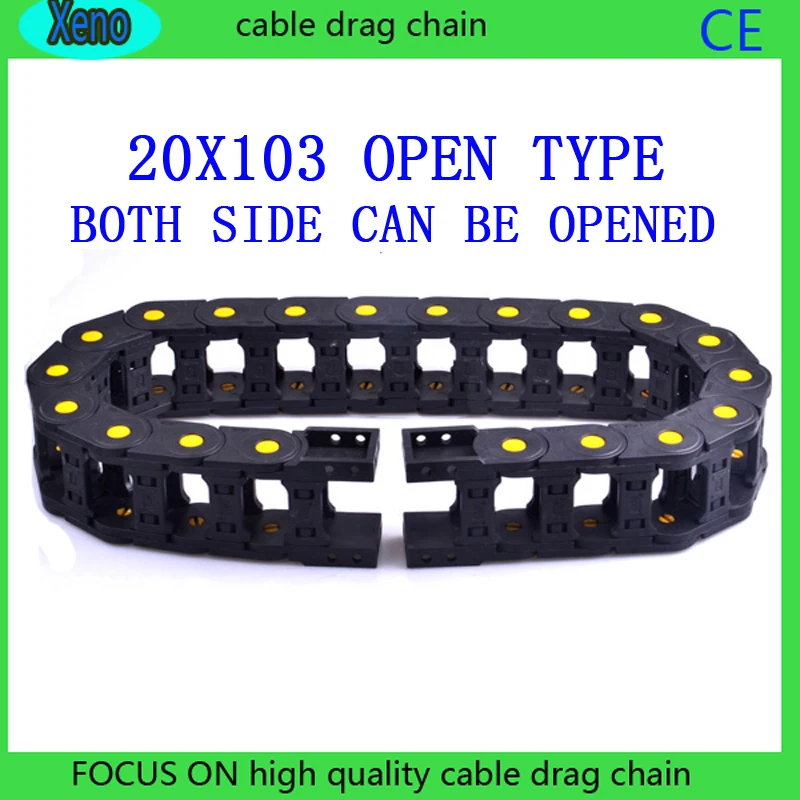 

20x103mm 10 Meters Open Type Reinforced Nylon Wire Carrier With Yellow Points For CNC Route Machine