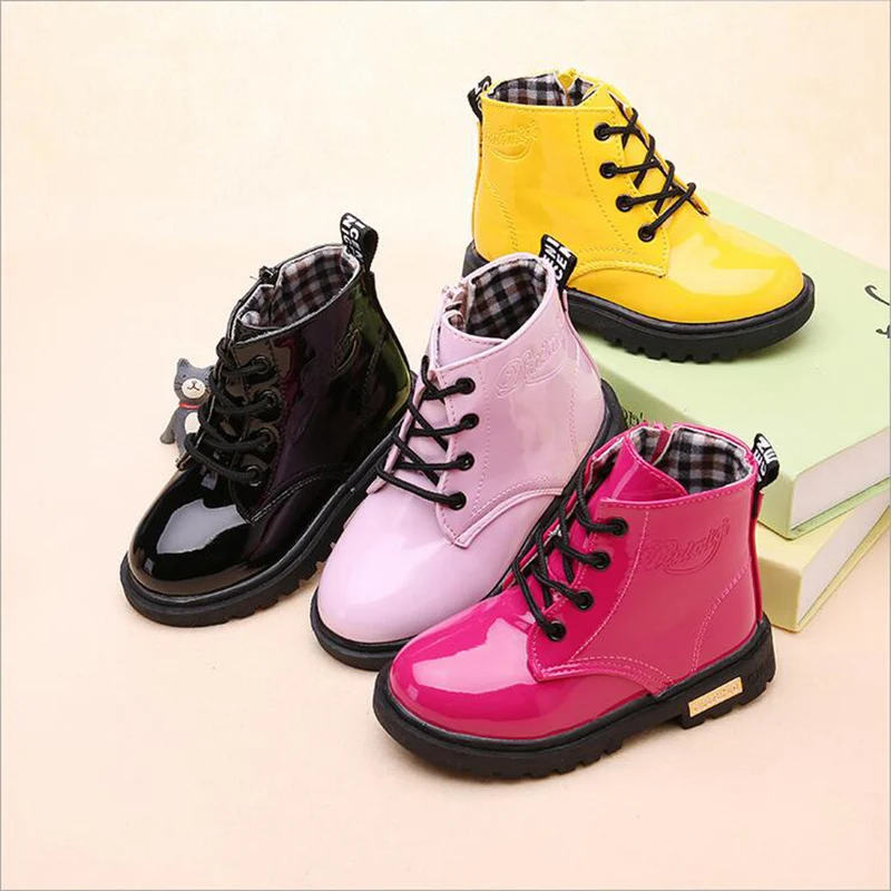 Children shoes spring autumn winter boots for boys girls PU leather shoes baby warm boots kids boots waterproof shoes