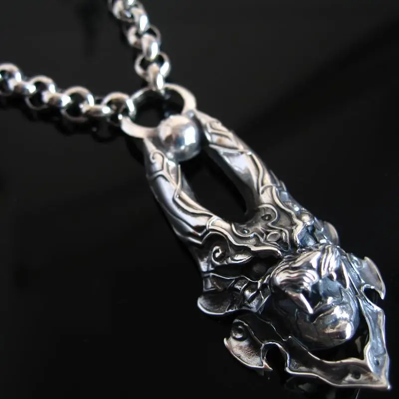 BOCAI Trendy S925 Pure Silver Gothpunk Style Rock and Hip Hop Personality Syncronisation Werewolf Pendant Fashiom Man Necklace