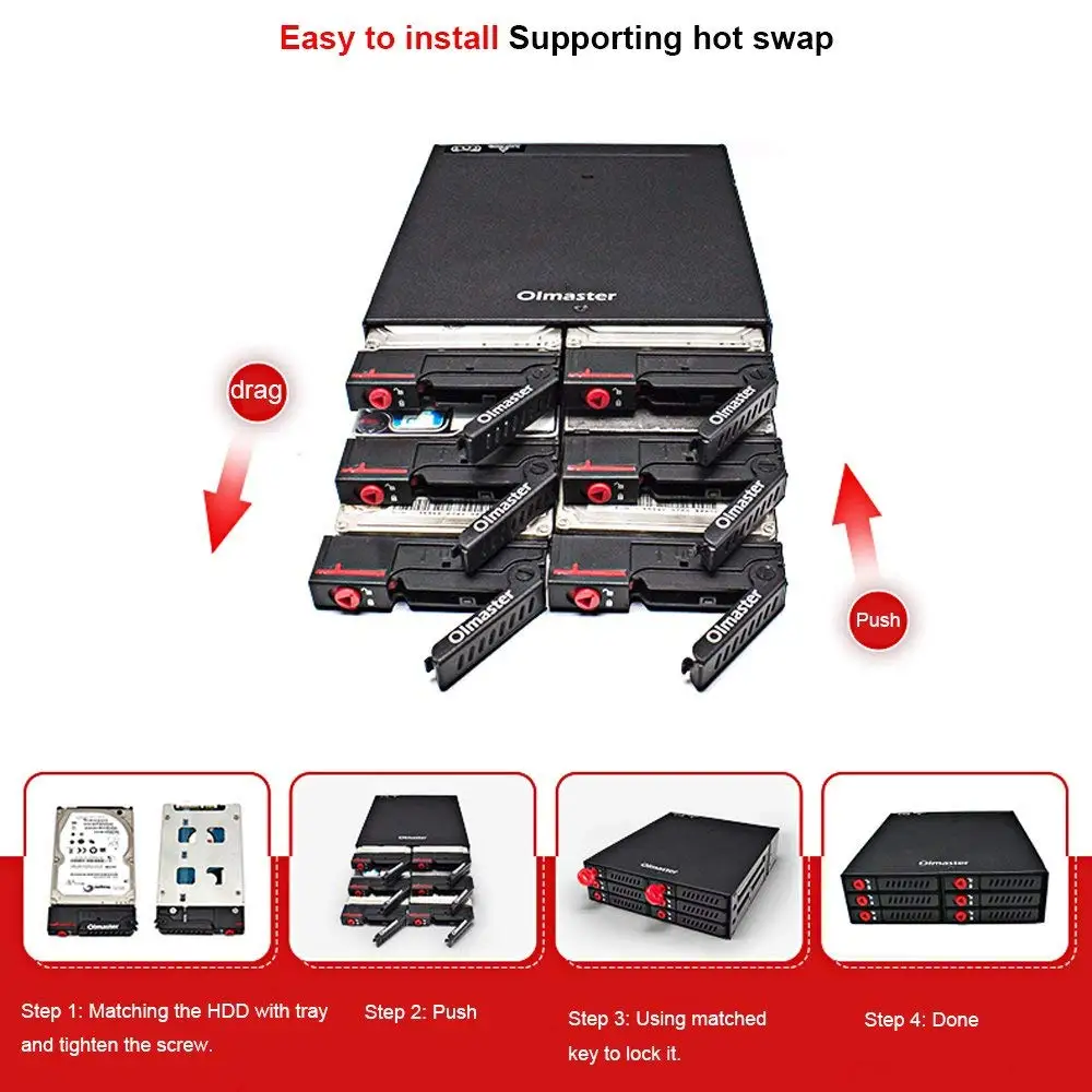 6-Bay 2.5 pollici SATA SSD HDD Hot Swap Mobile Rack/Enclosure Hard Disk Enclosure Rack archiviazione dati per 5.25 Drive 4 Bay