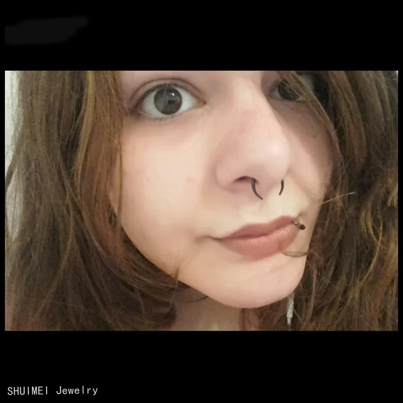 1PC Septum Nose Ring Surgical Steel Black Rainbow  Silver Color Hoop Pincher Round Tapered Ear Cartilage Piercing Earring 14g16g