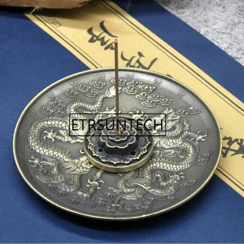 50sets Zinc Alloy Incense Stick Burner Holder Dragon Pattern Censer Plate For Candle Aromatherapy Furnace Incense Base