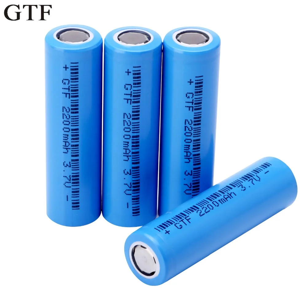 GTF 3.7V 2200mAh Original 18650 rechargeable li-ion Battery For Flashlight electronic cigarette Power battery 2200mAH batteries