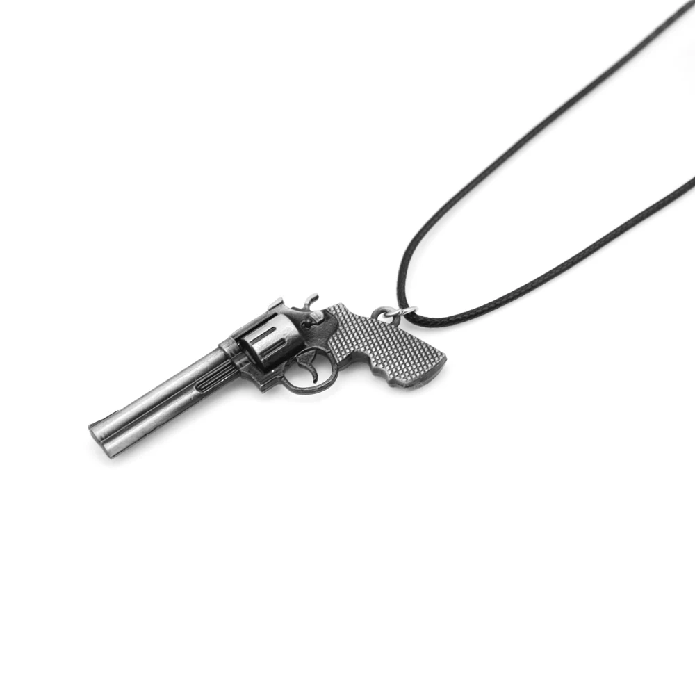 Men's Revolver Pendant Necklace Vintage Leather Chain Counter Strike Gun Necklace Male Jewelry Boyfriend Gift Souvenirs view 6