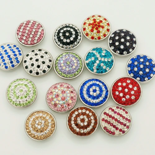 

Hot sale 50pcs/lot High quality Manual mixed 18mm Metal Snap Button Charm Rhinestone Styles Button charm Snaps Jewelry