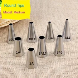 Round Tips Medium Decorating Nozzle Seamless Icing Tube Pastry Tips Fondant Cake Decorating Sugarcraft Tools