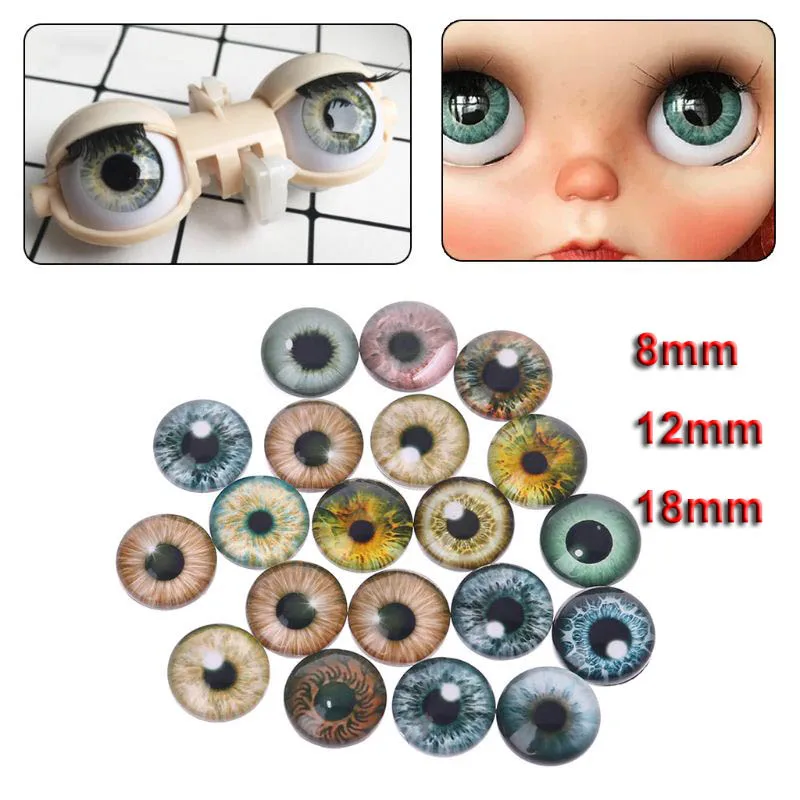 10Pair Glass Doll Eyes Animal DIY Crafts Eyeballs For Dinosaur Accessories Jewelry Making Handmade 8mm/12mm/18mm