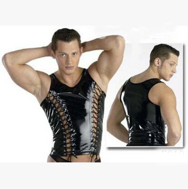 Comfortabele Sexy Mannelijke Faux Pu Lederen Vest Ondergoed Heren Tank Stage Performance Kostuum