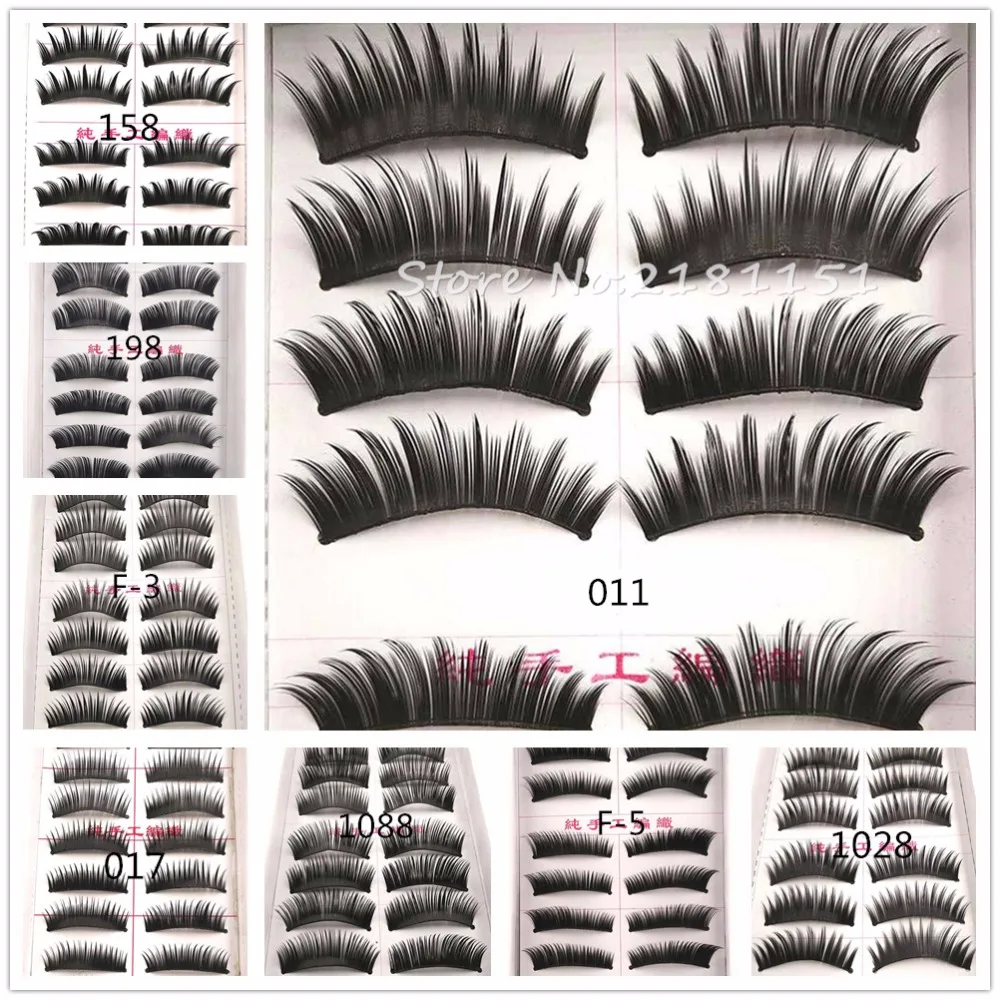 8 Styles 10 Pairs/Set Thick Black False Eyelashes  Human Hair Soft Fake Eyelashes Natural Lash Makeup Tools