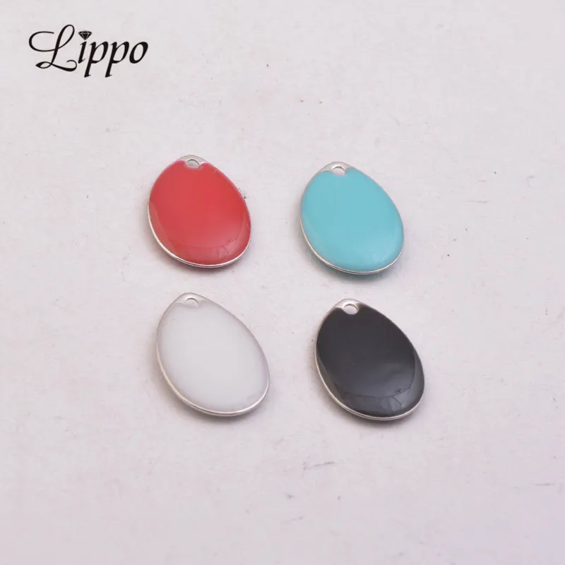 

30pcs Silver Water Drop Enamel Charms DIY Women's jewelry Making Copper Connector Setting