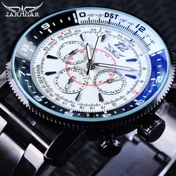 Jaragar Fashion Three Small Dial Date Week Hour Display Black Bracelet Men's Automatic Watches Luminous Hands Military Clock