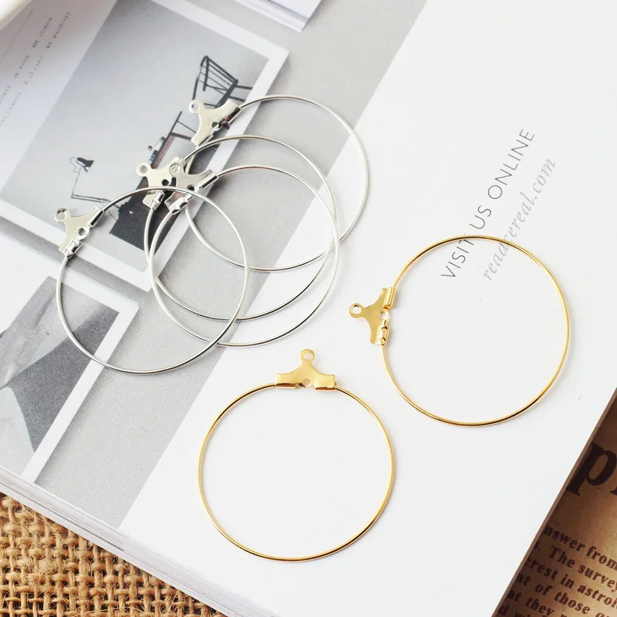 10pc Gold  Color 3cm Round Circle Earring Drop Pendant Connector Ring DIY Ear Stud Necklace Bracelet Charm Jewelry Finding