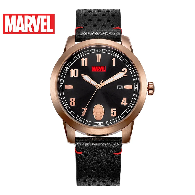 Disney OFFICIAL authorize original Marvel Avengers Iron man QUARTZ WATCH Waterproof  MEN Watches LEATHER  Male Luxury M-9022 new