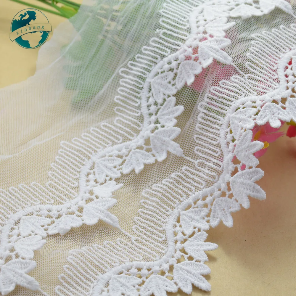 17cm Double Layer Cotton Embroid Llace Sewing Ribbon Guipure Trim Fabric Warp Knitting Garment Accessories African lace#3013