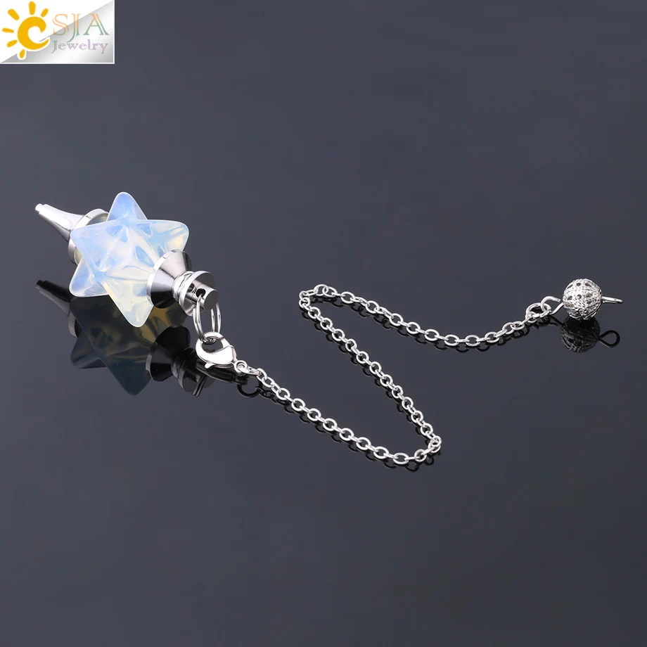 CSJA Merkaba Pendulum for Dowsing Divining Wicca Big Natural Stone Reiki Crystal Biolocation Metaphysical Spiritual Pendant F824
