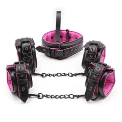 Sex Couple Leather Bdsm Bondage Set 3pcs restraint collari manette con polsino alla caviglia per Sex Bondage Set giocattoli del sesso per donne adulti