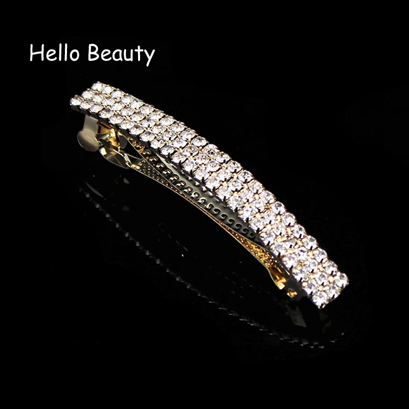 Korea Fashion Hair Jewelry Luxury Hair Accessories French Full Crystal Rhinestone Barrette Hair Clip For Women Girls