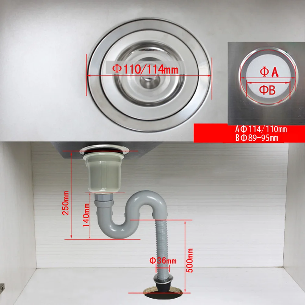 Talea 114mm/110mm flange kitchen sink kit de drenagem flexível flume e filtro substituição cozinha dreno filtro conjunto z6001c040