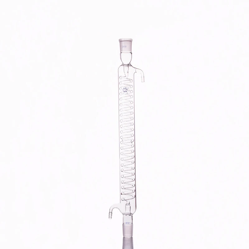 Format serpentine condenser,Spiral condensation length 600mm,Condenser Graham with coiled inner tube,standard ground mouth 29/32