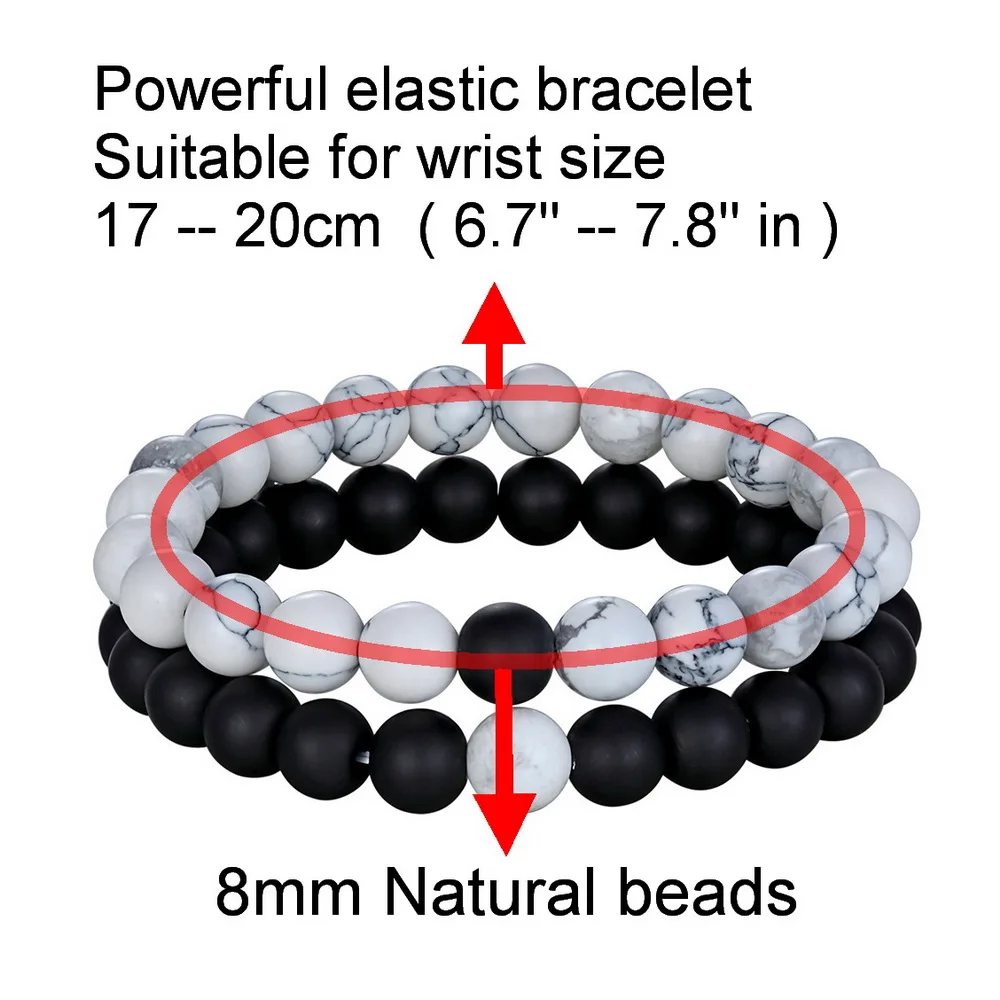 XQNI New Accessories Combination Jewelry Yin Yang Beaded Bracelets For Men Women Colorful Bracelets For Birthday Fashion Gift