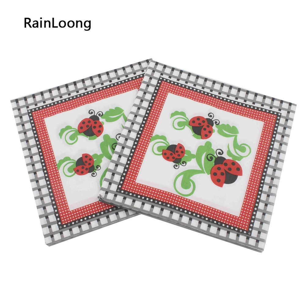 [RainLoong] Beetle Paper Napkin Event & Party Supplies Insect Tissue Napkin Supply  33cm*33cm 1 pack (20pcs/pack)