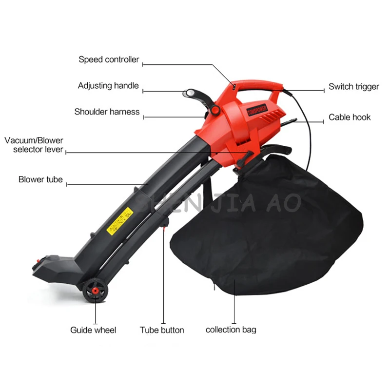 Machine électrique à aspiration de feuilles soufflées 3000W, machine de nettoyage de feuilles portable avec cordon d'extension de 20m 220V