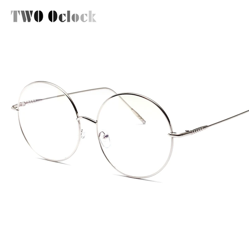 Duas horas óculos redondos oversized frame para mulher homem retro metal claro len óculos óculos ópticos óculos unisex