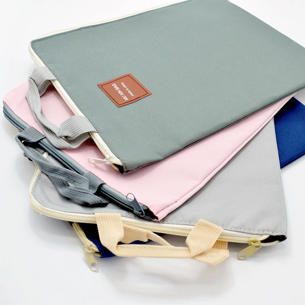 Simple Solid A4 Big Capacity Document Bag Business Briefcase Storage File Folder For Papers Stationery Student Gift