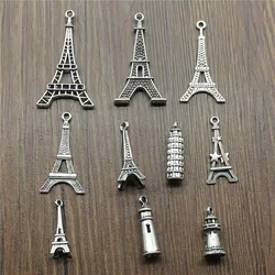 10pcs Charms Eiffel Tower Antique Silver Color Eiffel Tower Pendant Charms Tower Charms For Jewelry Making