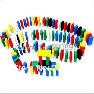 Shipping 100pcs Colored dominos Authentic Standard Wooden 4.4*2.3*0.7cm Children Domino Toys