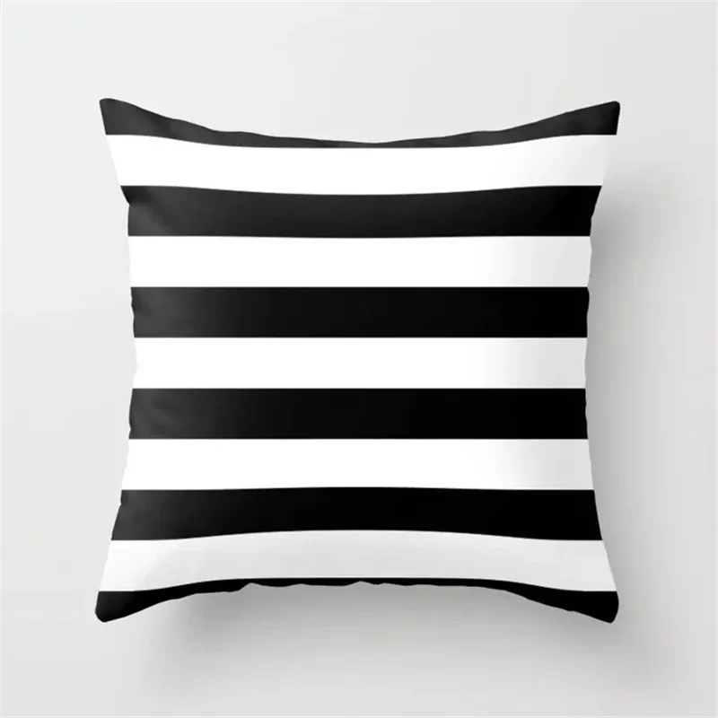 Nordic Black White Geometric Cushion Cover Double-sided Print Stripe Polyester Throw Pillowcase Sofa Car Decorative Pillow Cases