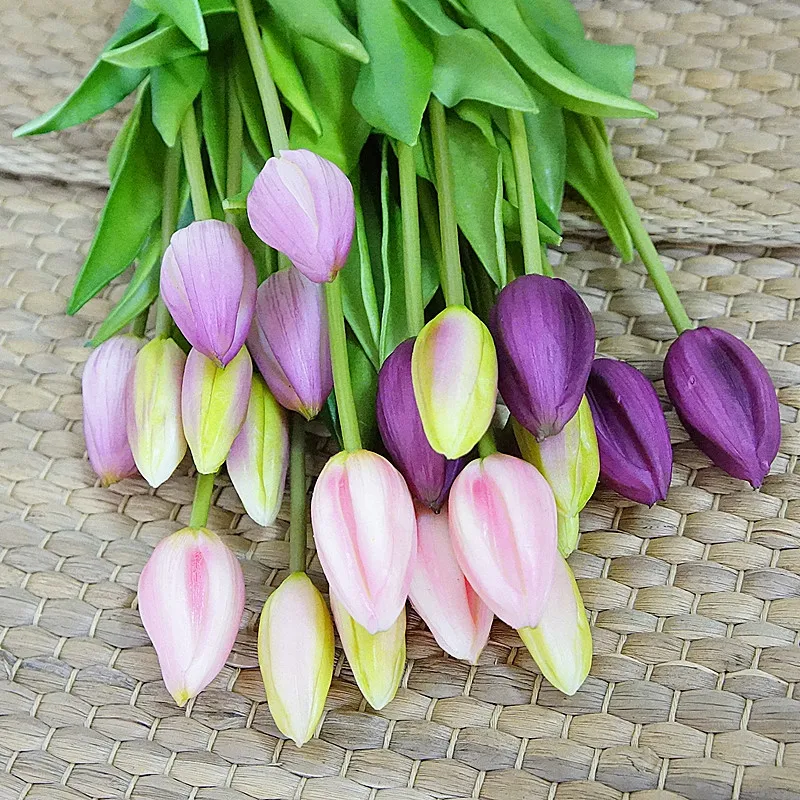 

Artificial Flower Bouquet for Home Decoration, PU Tulip Bouquet, Flexible, Real Touch, Display, 7PCs