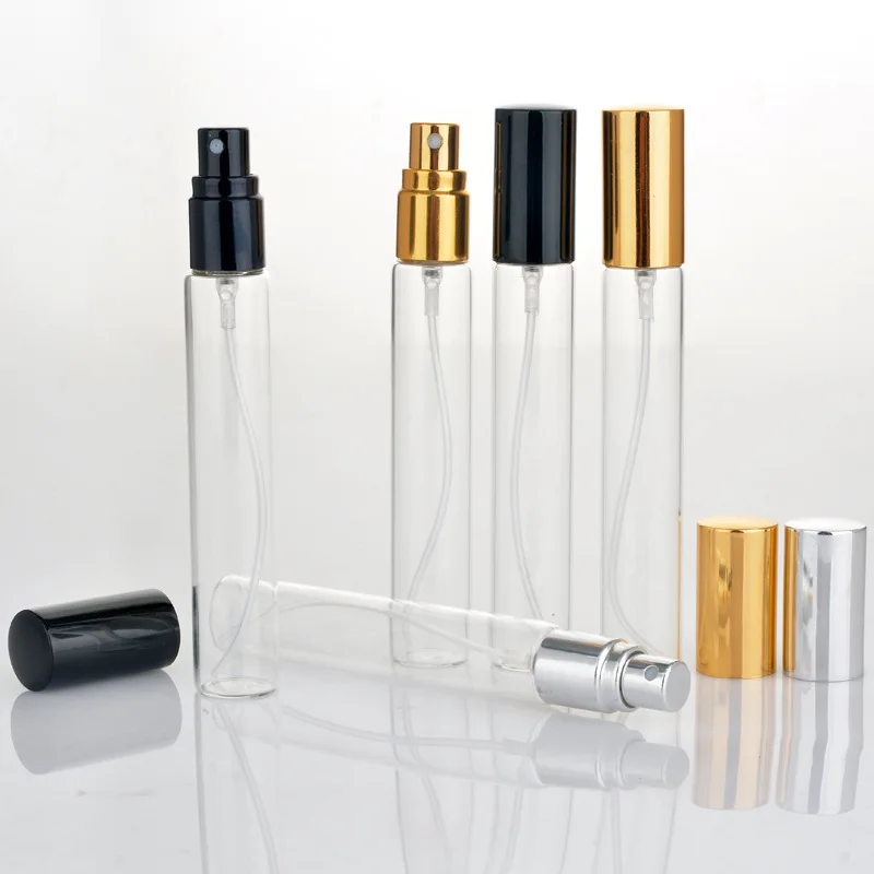20pcs/lot 5ml 10ml 15ML Portable Glass Refillable Perfume Bottle With Aluminum Atomizer Empty Parfum Case For Traveler