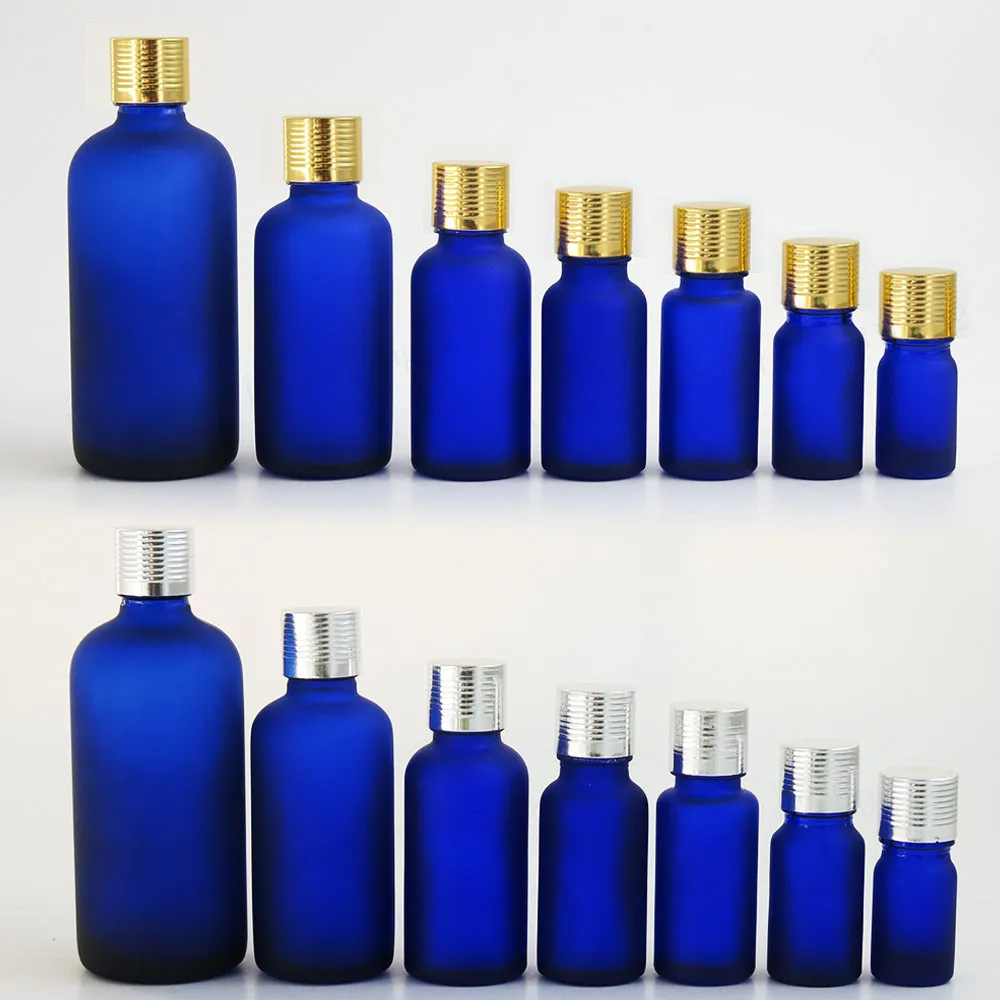 12 x promoção garrafa de óleo essencial azul gelo frascos tampas de alumínio 100ml 50ml 30ml 20ml 15ml 10ml 5ml