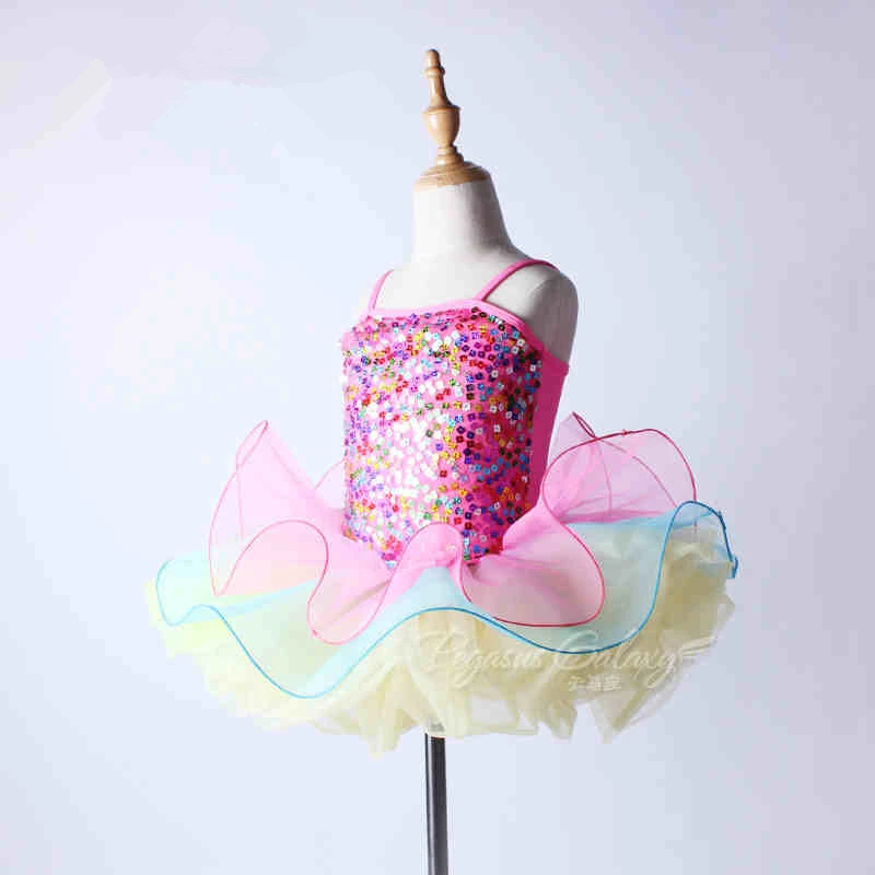 

Newest Colorful Shining Sequins Pink Ballet Tutu Dress for Girls/Child Dance Performance,High Quality Professional Stage Wear