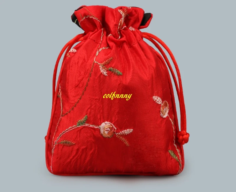 1000pcs/ot 11x14cm Chinese style Embroiderd Floral Silk storage Bags Drawstring Pouch Jewelry Bag gift bag