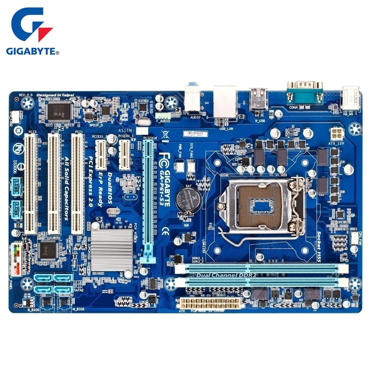 

Gigabyte GA-P61-S3 Motherboard LGA1155 DDR3 USB2.0 16GB H61 P61 S3 Desktop Mainboard Systemboard SATA II PCI-E 3.0 Used