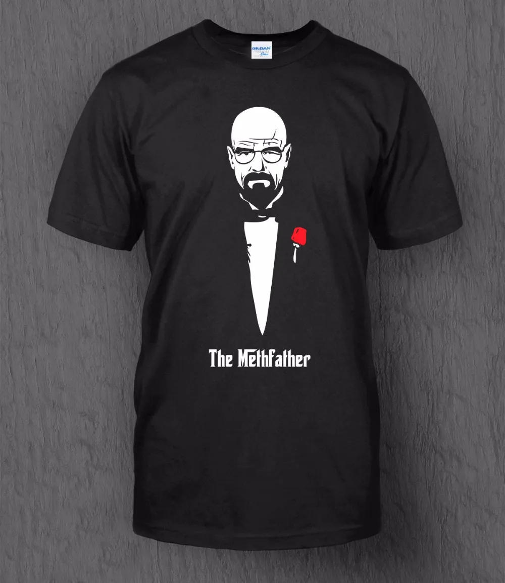 

2019 New Summer T Shirts Breaking Bad T-Shirt The Methfather Tee Men's Walter White The Godfather Tee Shirt