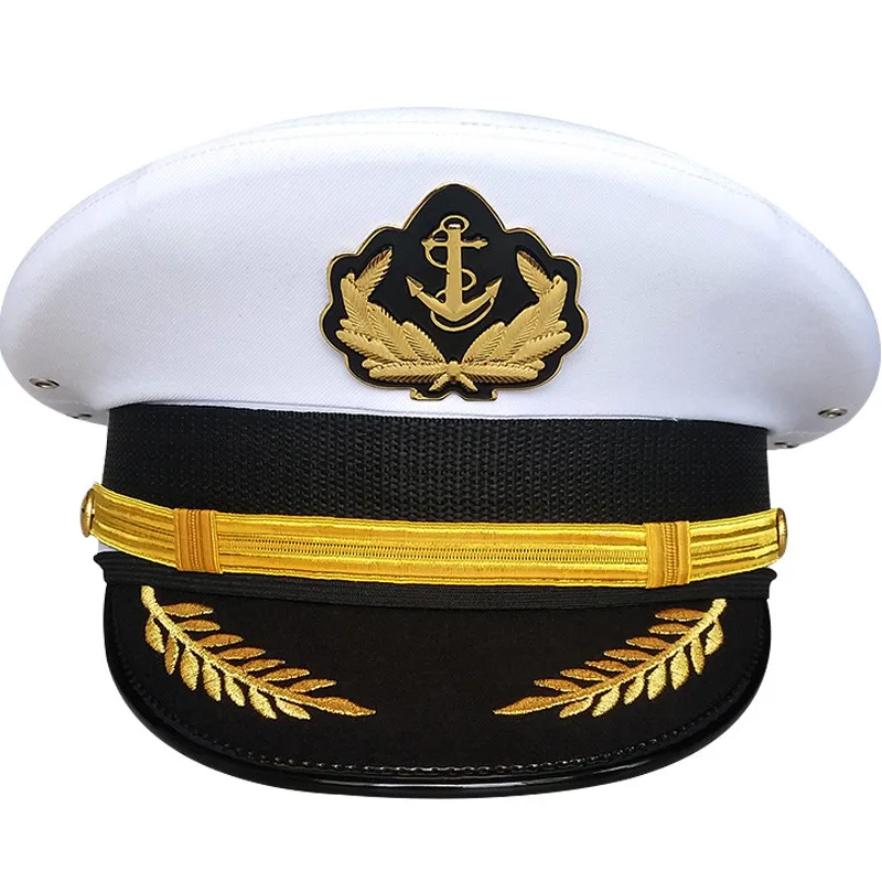 American Sailor Officer Visor Hats Boatman Military Noble Navy Cap With Eagle Emblem Halloween Christmas Gift