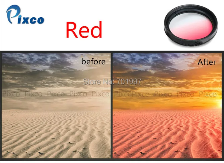 Pixco 55mm grau azul ou amarelo, ou cinza ou vermelho filtro de lente, acessórios de câmera para canon nikon lentes de câmera