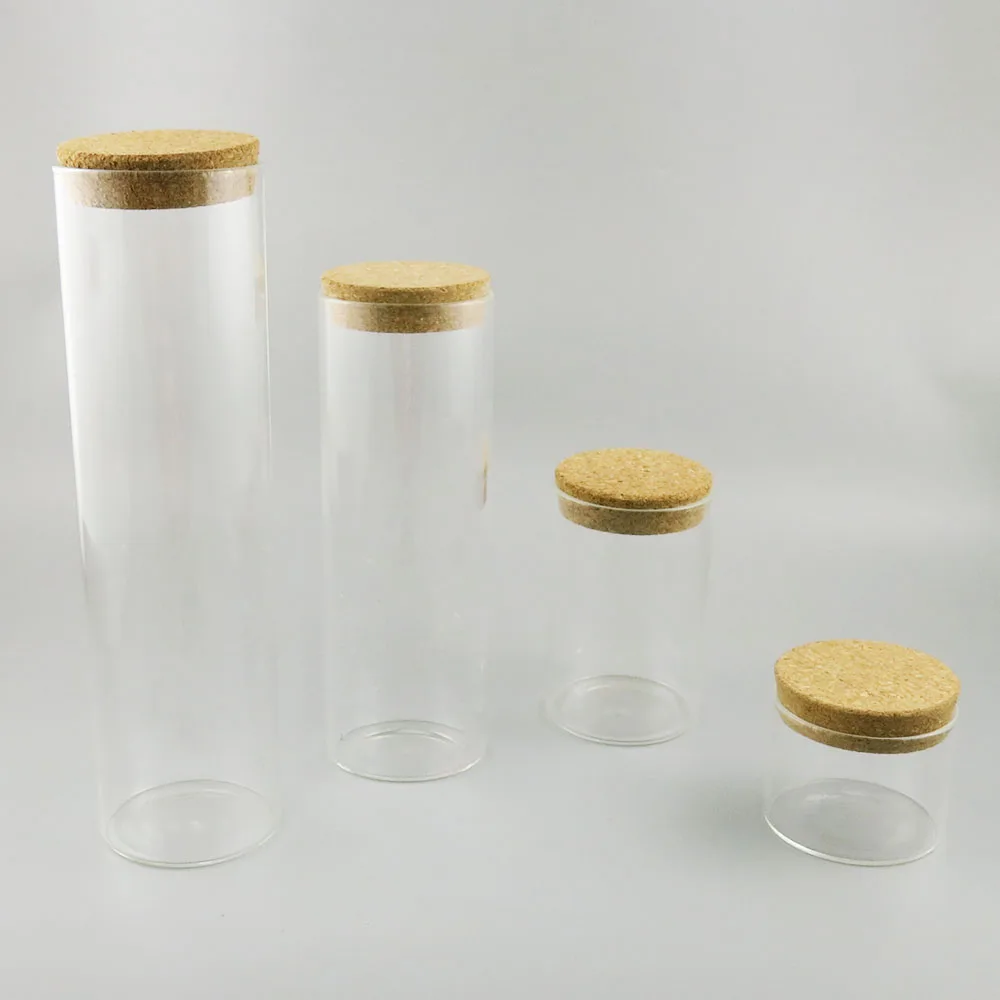 1pcs150ml 350ml 750ml 1000ml Large ClearGlass Tube With Cork Stopper Coffee Dry Flower Beads Tea DIY Decor Display Jar Container