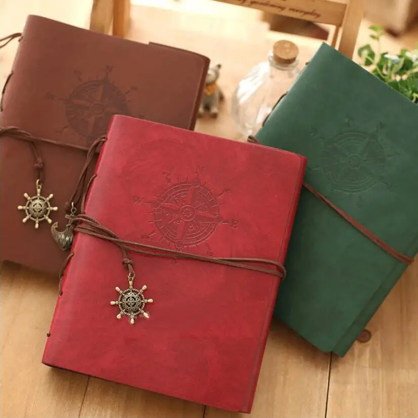 High Quality 8 inch Photo Album PU Leather 30 Sheets Black Khaki Paper Vintage Notebook Diary Wedding/Birthday Gift 21.8x18.0cm