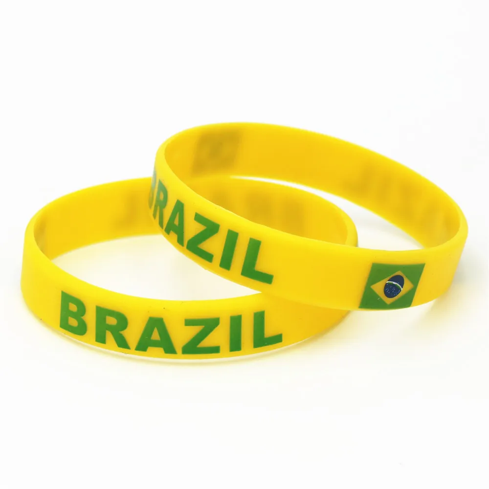 1PC Brazil Country Flag Silicone Wristband Football Soccer Team Fans Sport Elastic Rubber Bracelet Bangles Armband Gifts SH230