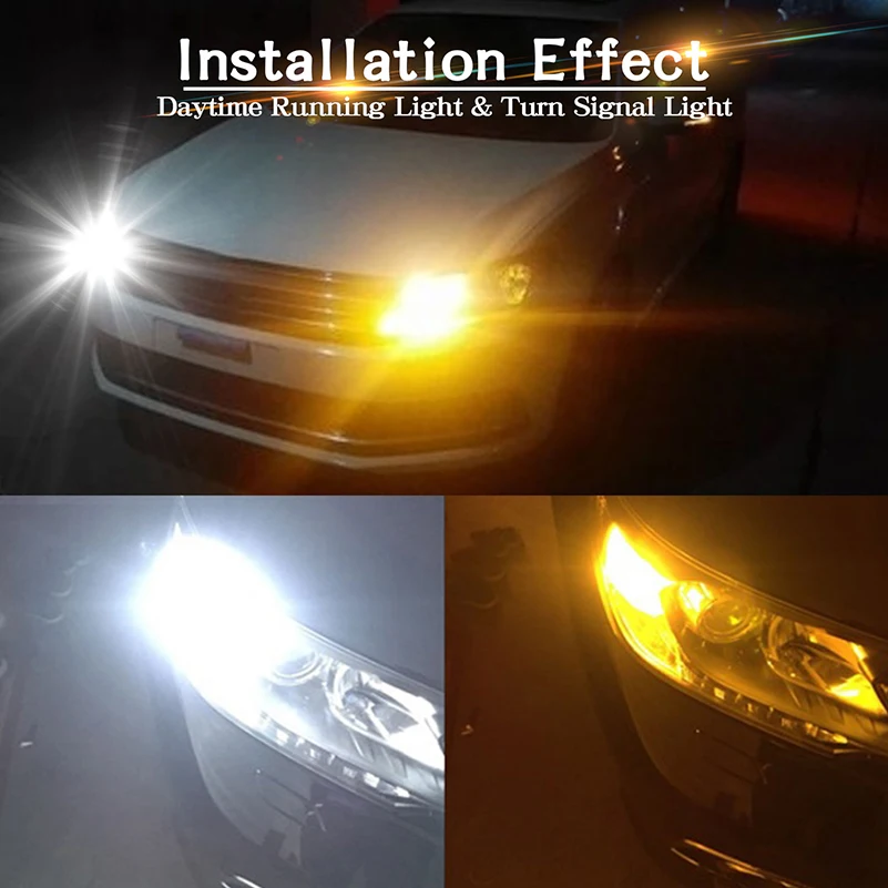 AUXITO White Amber Switching T20 7443 W21/5W W21W LED Bulb T25 3157 3156 P27/7W Car Turn Signal DRL Daytime Running Light 12V
