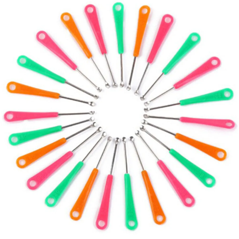 20PCS Stainless Steel Earpick Wax Remover Curette Cleaner Health Care Tools Ear Pick Plastic Handle Design For Baby Kids