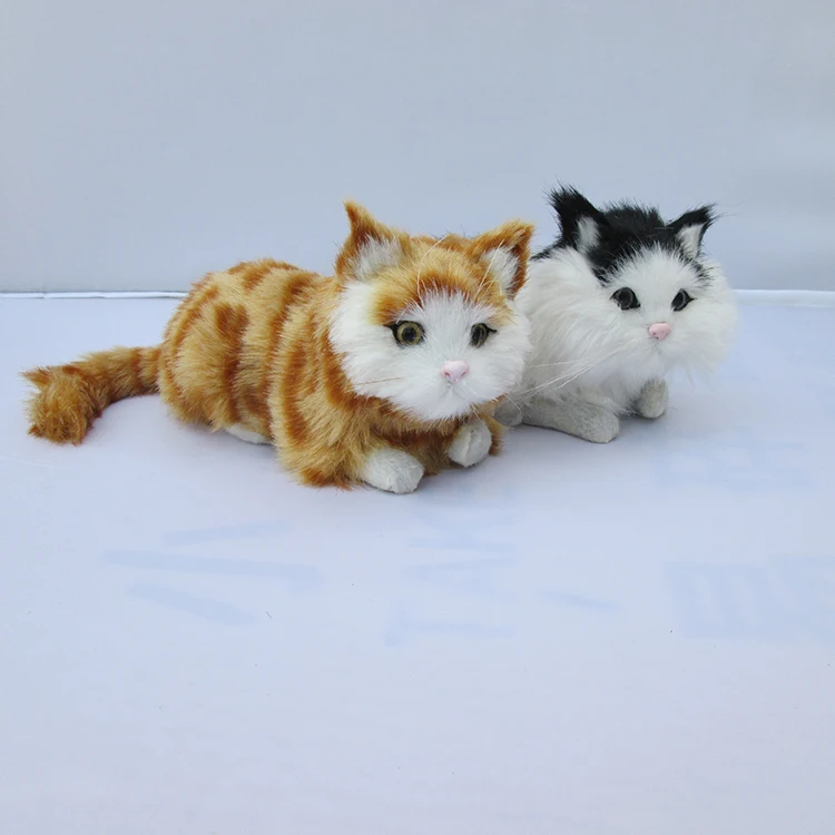 

Моделирование милого кота 16x8x9 см, модель из полиэтилена и меха, модель кошки, украшение для дома, реквизит, модель в подарок d455