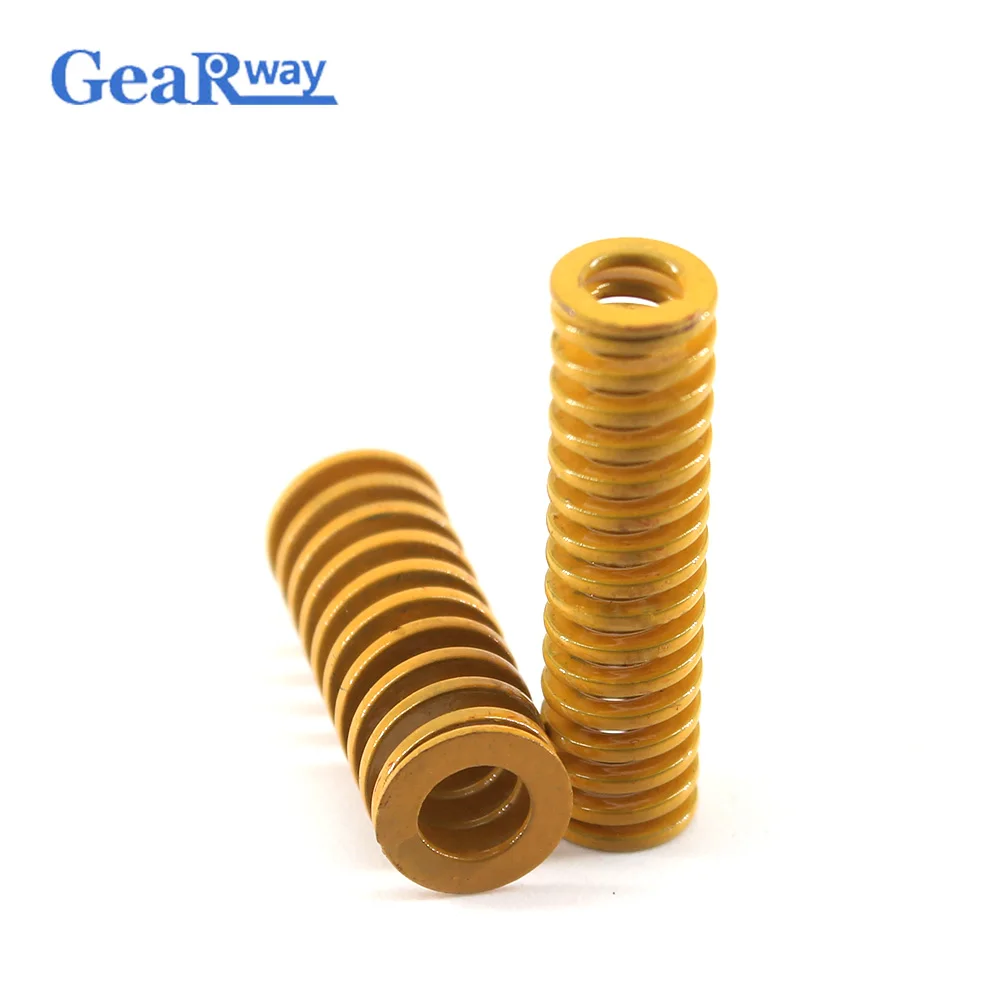 Gearway 2pcs Yellow Die Spring TF12x60/12x65/12x95/12x100mm 58% Compression Ratio Tubular Section Mould Die Compression Spring