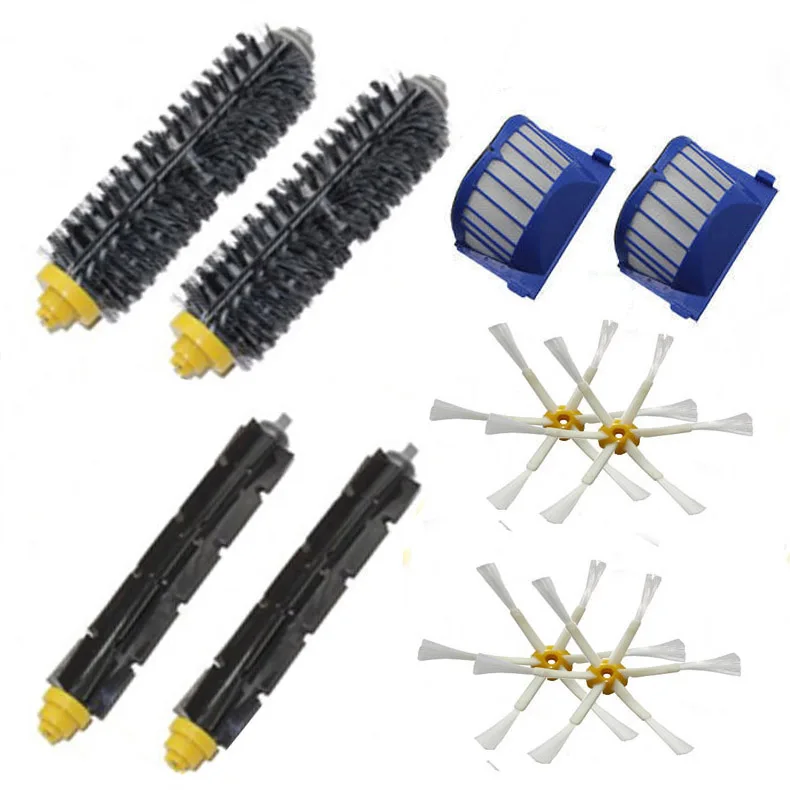 Juego de cerdas y batidor Flexible, cepillo de 6 brazos y filtro Aero Vac para iRobot Roomba serie 600, 620, 630, 650, 660, nuevo