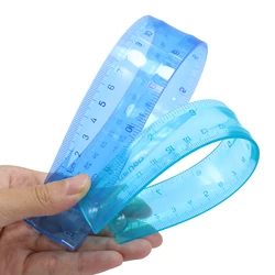 Régua Plástica Flexível Transparente para Estudantes, Régua de Desenho Criativo, Soft Office e Escola, Azul e Verde, 20cm, 30cm, 1 Pc