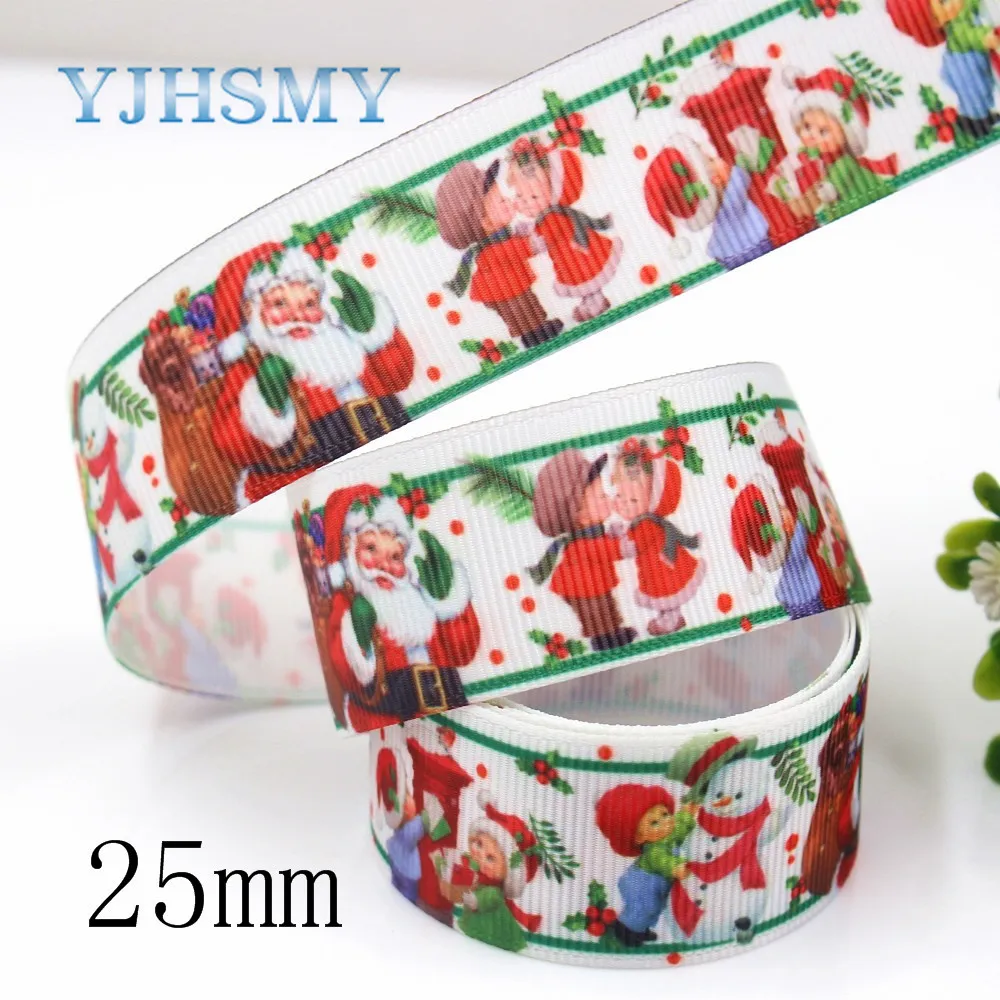 YJHSMY G-18925-1189,25 mm/38 mm/75 mm 5 yards Christmas Ribbons Thermal transfer Printed grosgrain,DIY Clothing accessories